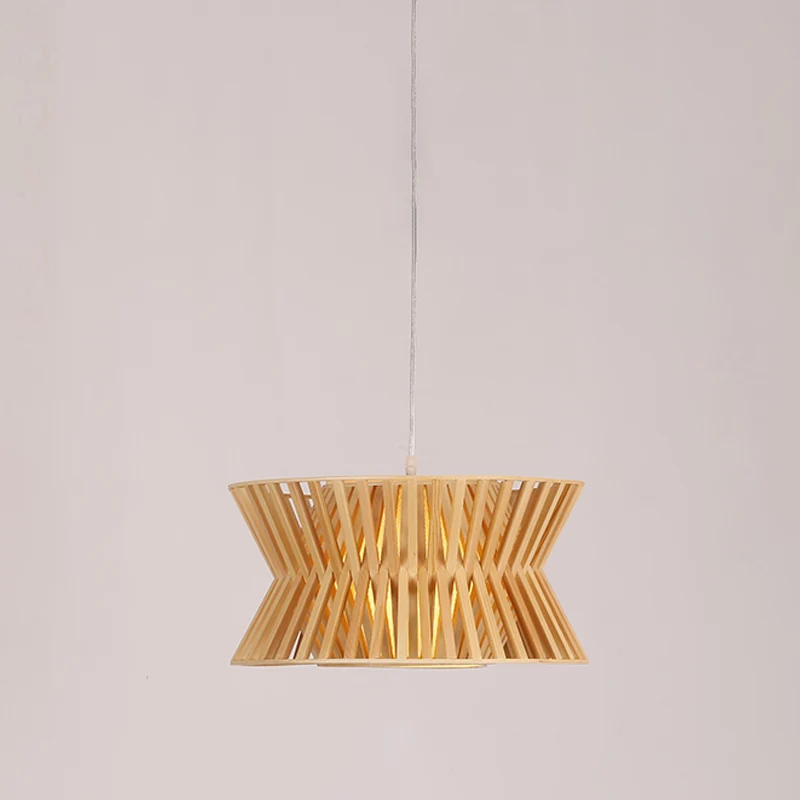Gewelfde houten hanglamp Aziatisch 1-lichts 16"/19,5" brede beige hangende verlichtingsarmatuur Clearhalo