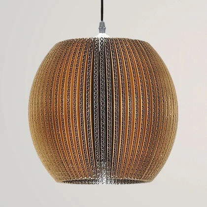 Geweven kap hangende verlichting Aziatische stijl golfpapier 1-lamps restaurant hanglamp beige/bruin Clearhalo