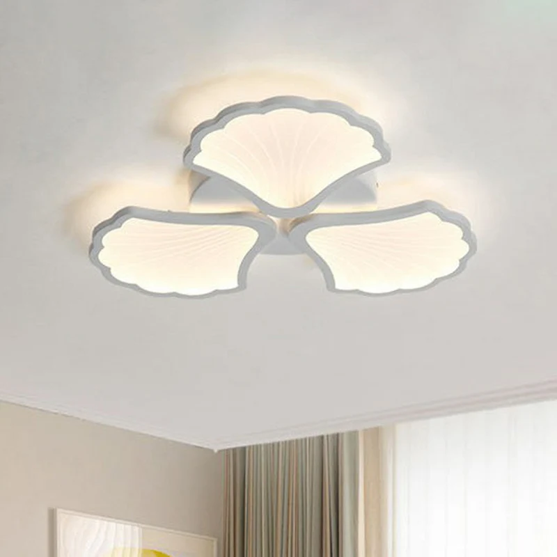 Ginkgo Woonkamer LED Semi Flush Metallic Modern Flush plafondlamp wit Clearhalo