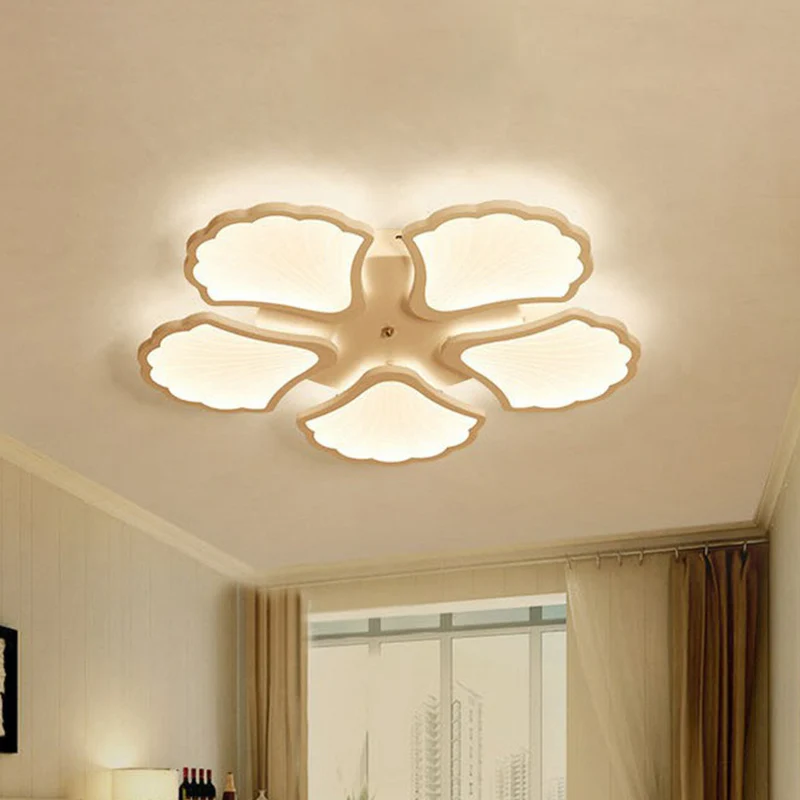 Ginkgo Woonkamer LED Semi Flush Metallic Modern Flush plafondlamp wit Clearhalo