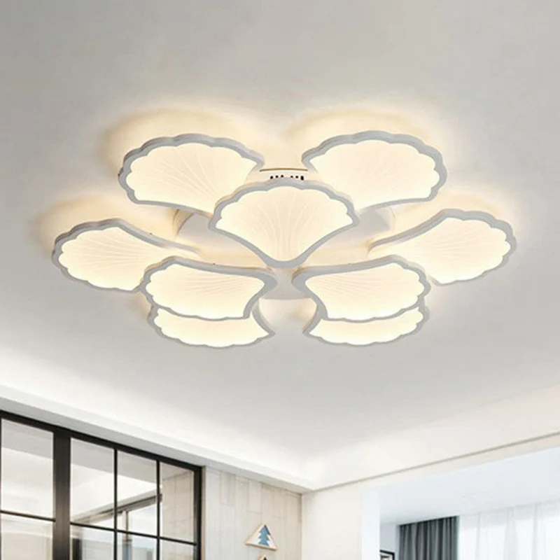 Ginkgo Woonkamer LED Semi Flush Metallic Modern Flush plafondlamp wit Clearhalo