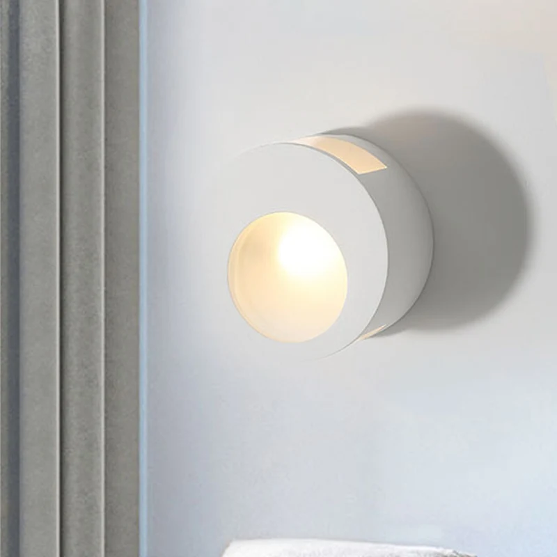 Gips ronde wandkandelaarlamp modernistisch 1-lichts LED-wandverlichting wit voor woonkamer Clearhalo