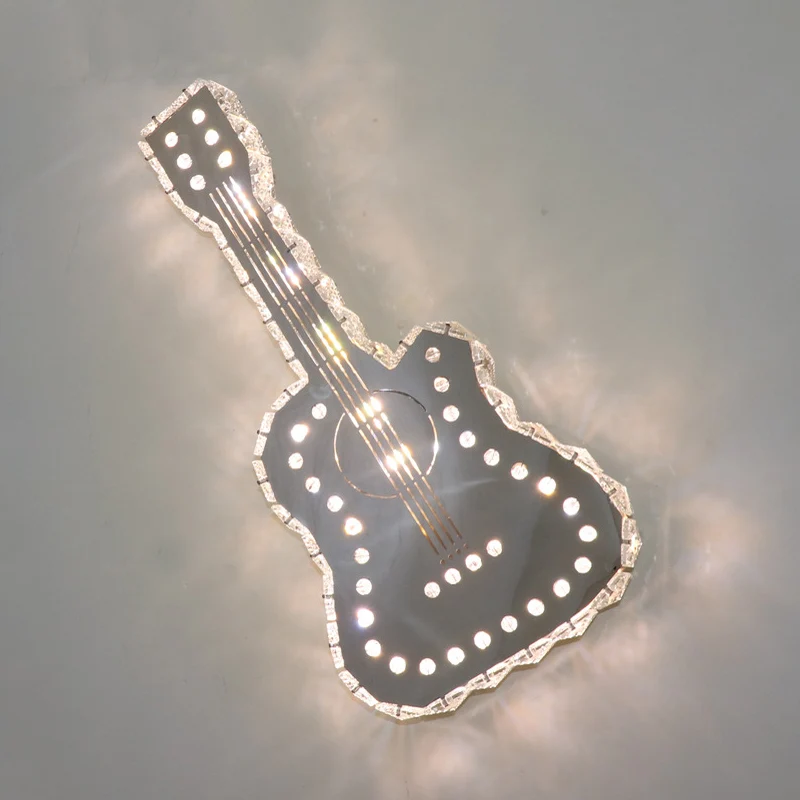 Gitaarslaapkamer wandlamp modern helder K9 kristalblokken LED grijs oppervlak wandkandelaar Clearhalo