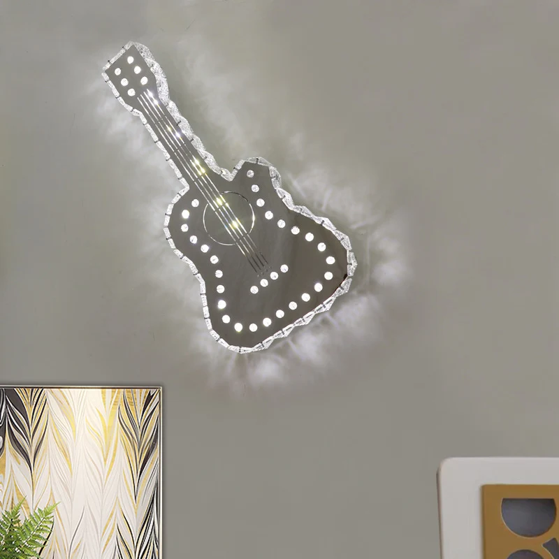 Gitaarslaapkamer wandlamp modern helder K9 kristalblokken LED grijs oppervlak wandkandelaar Clearhalo