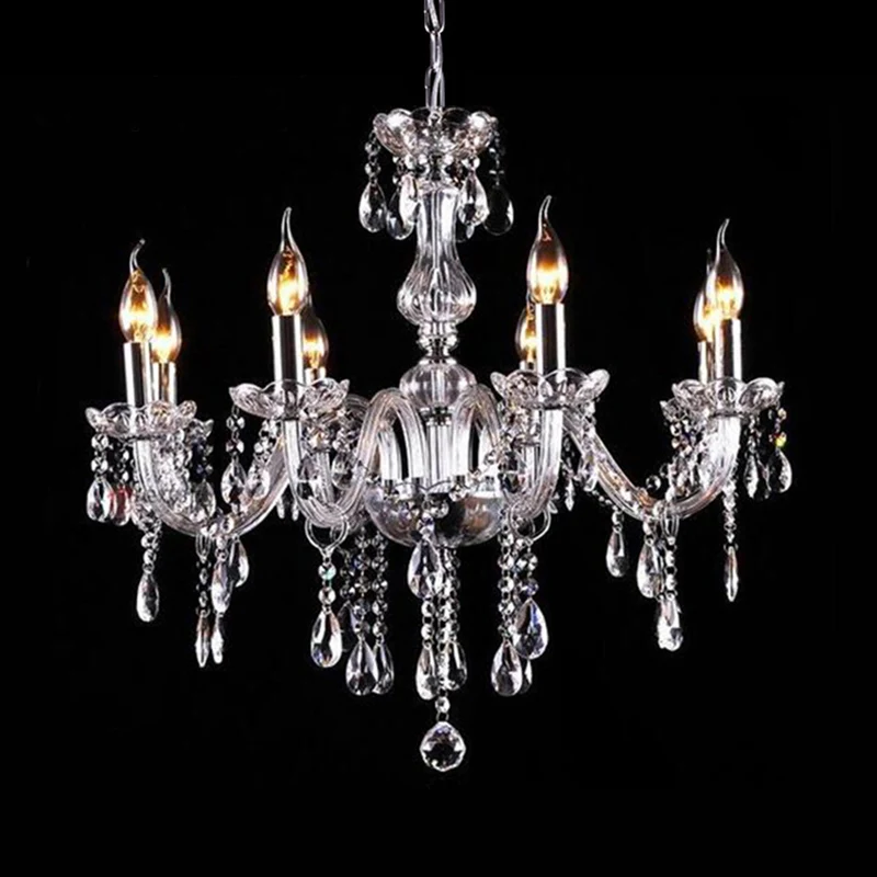 Glam kaarsvormige kroonluchter met gebogen arm en kristallen strengen kroonluchter verchroomde afwerking Clearhalo