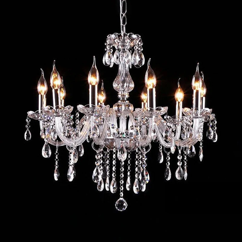 Glam kaarsvormige kroonluchter met gebogen arm en kristallen strengen kroonluchter verchroomde afwerking Clearhalo