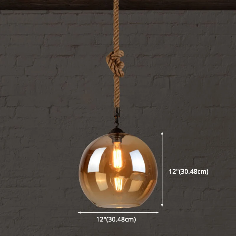 Glazen beige hanglamp rond hangende hanglamp industriële stijl voor restaurant Clearhalo