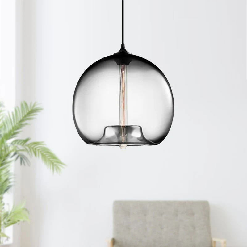 Glazen bolschaduw hanglamp moderne stijl1 licht rood/bruin/blauw hangend plafondlicht Clearhalo