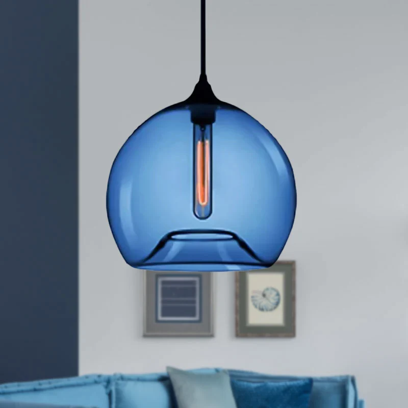 Glazen bolschaduw hanglamp moderne stijl1 licht rood/bruin/blauw hangend plafondlicht Clearhalo