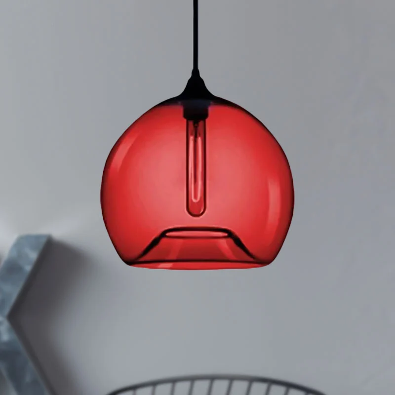 Glazen bolschaduw hanglamp moderne stijl1 licht rood/bruin/blauw hangend plafondlicht Clearhalo