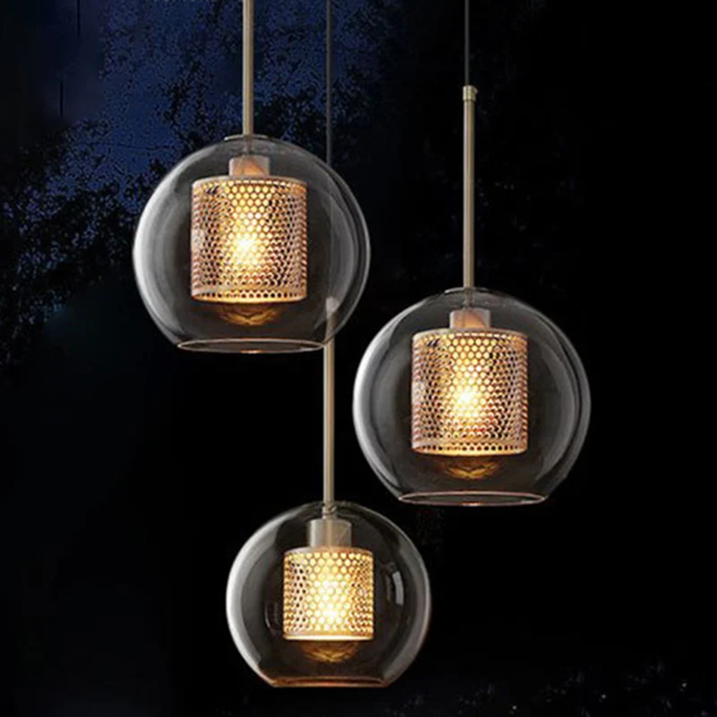 Glazen bolvormige hanglamp Minimalistische hangende hanglamp brons Clearhalo