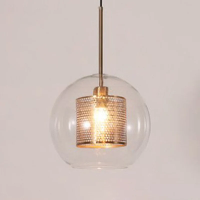 Glazen bolvormige hanglamp Minimalistische hangende hanglamp brons Clearhalo