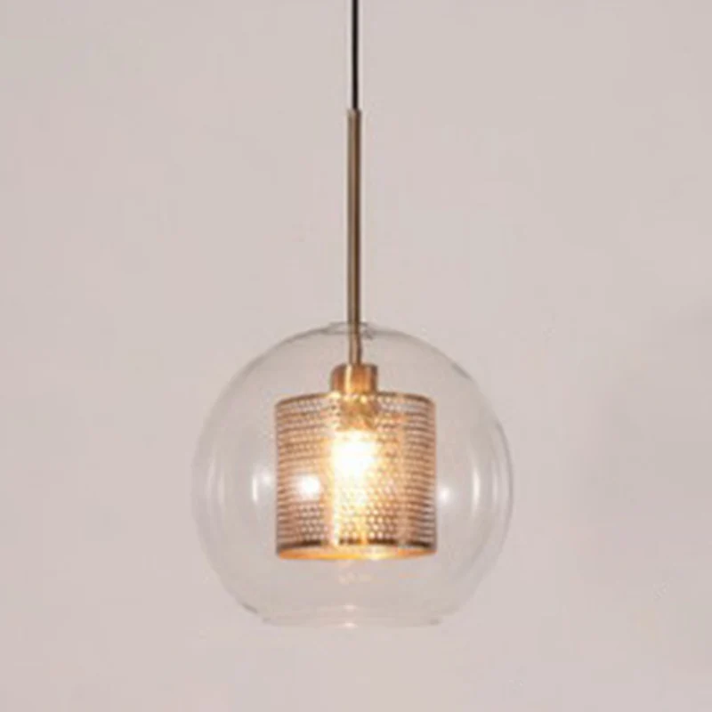 Glazen bolvormige hanglamp Minimalistische hangende hanglamp brons Clearhalo