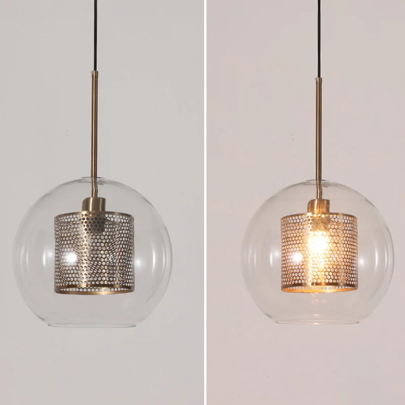 Glazen bolvormige hanglamp Minimalistische hangende hanglamp brons Clearhalo