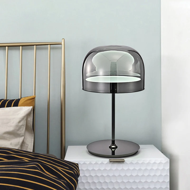 Glazen koepelvormige nachttafellamp LED-nachtkastjelamp Scandinavische stijl voor slaapkamer Clearhalo
