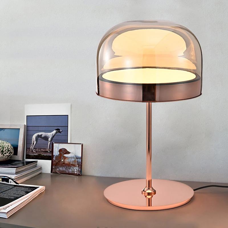 Glazen koepelvormige nachttafellamp LED-nachtkastjelamp Scandinavische stijl voor slaapkamer Clearhalo