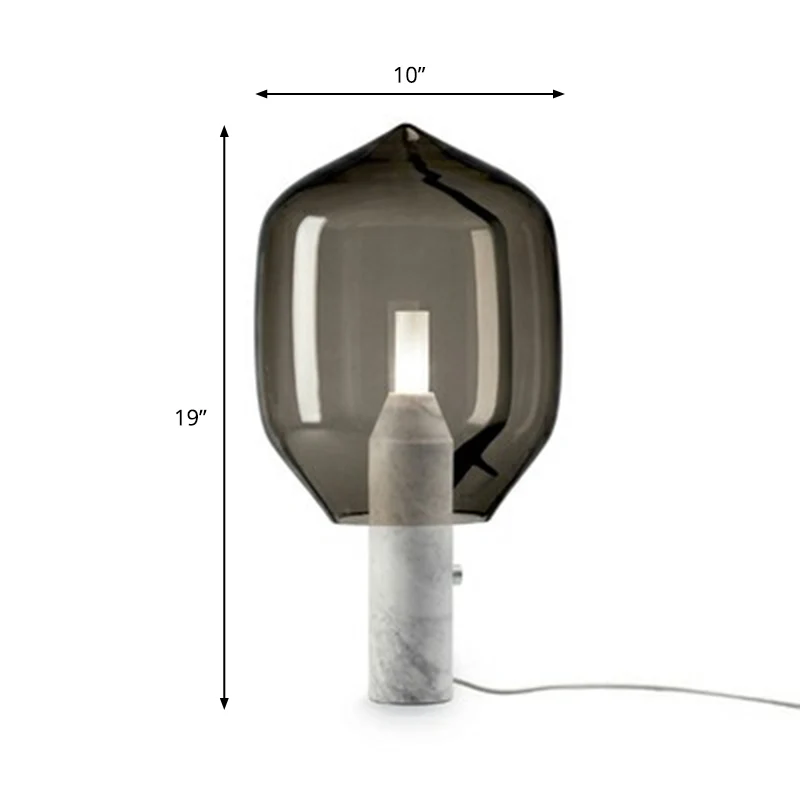 Glazen tulp nachttafellamp Designer nachtkastje met één lamp en cilindrische marmeren voet Clearhalo