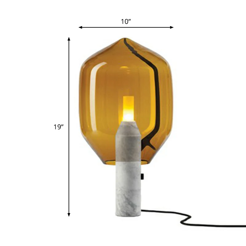 Glazen tulp nachttafellamp Designer nachtkastje met één lamp en cilindrische marmeren voet Clearhalo