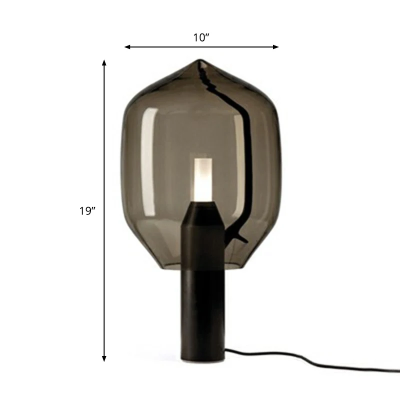 Glazen tulp nachttafellamp Designer nachtkastje met één lamp en cilindrische marmeren voet Clearhalo
