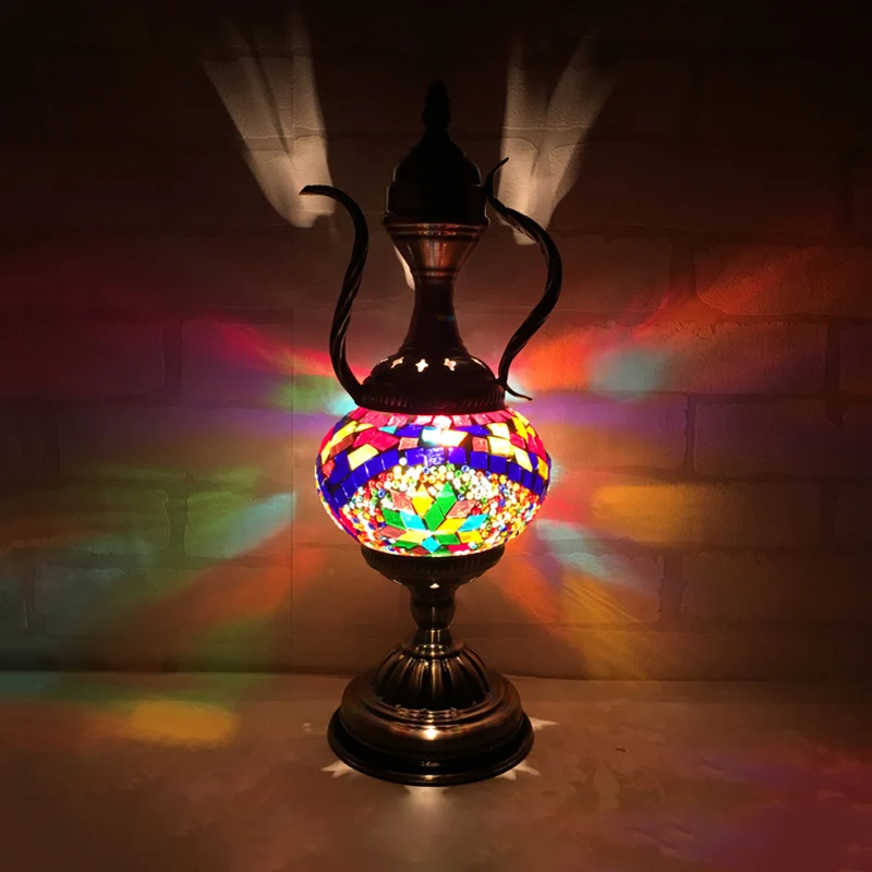 Global geel/watermeloen rood glazen bureaulamp traditionele 1-koppige taakverlichting voor koffiehuis Clearhalo