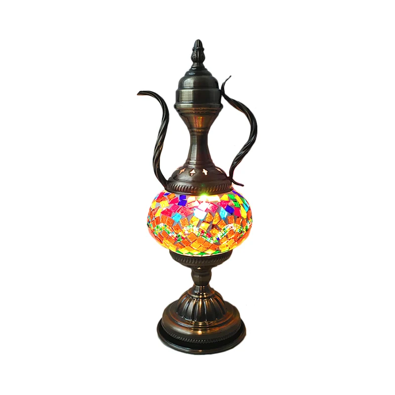 Global geel/watermeloen rood glazen bureaulamp traditionele 1-koppige taakverlichting voor koffiehuis Clearhalo