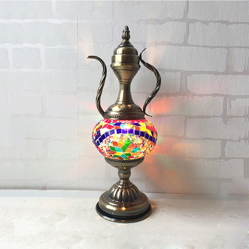 Global geel/watermeloen rood glazen bureaulamp traditionele 1-koppige taakverlichting voor koffiehuis Clearhalo