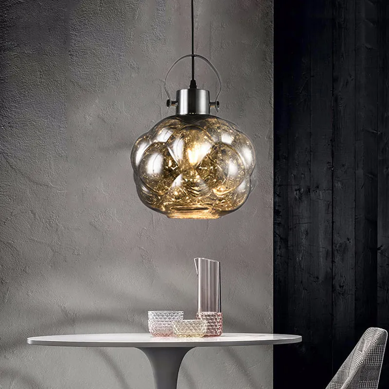 Global Hanglamp Modern Handgeblazen Glas 1 Licht Chroom/Goud/Rose Goud Plafondlamp voor Eetkamer Clearhalo
