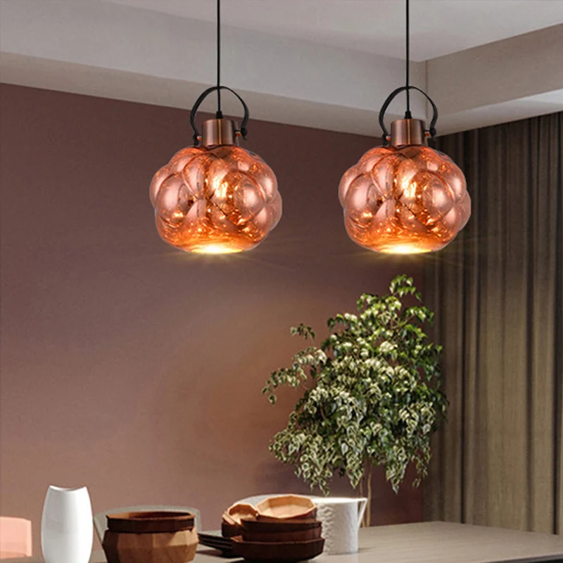 Global Hanglamp Modern Handgeblazen Glas 1 Licht Chroom/Goud/Rose Goud Plafondlamp voor Eetkamer Clearhalo