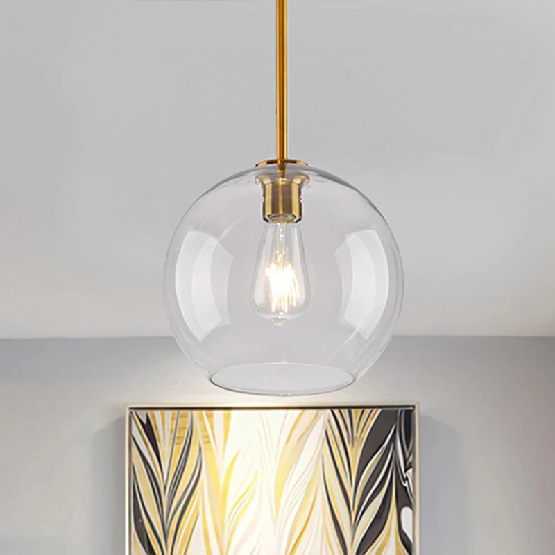 Global Hanglamp Modern Helder/Amber Glas 1 Licht Goud Hanglamp Kit Armatuur, 8"/10"/12" Breed Clearhalo
