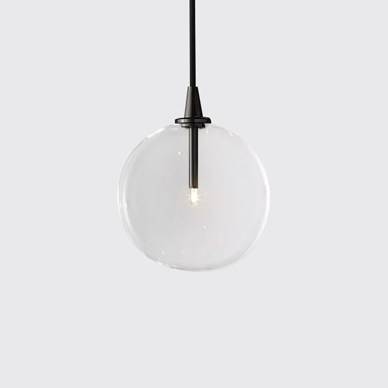 Global hanglamp postmodern helder glas 5"/6"/8" brede led zwart/gouden hanglamp voor eetkamer Clearhalo