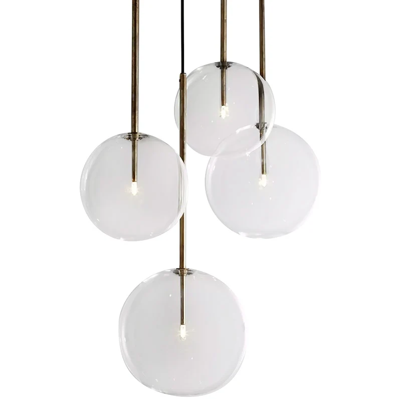 Global hanglamp postmodern helder glas 5"/6"/8" brede led zwart/gouden hanglamp voor eetkamer Clearhalo