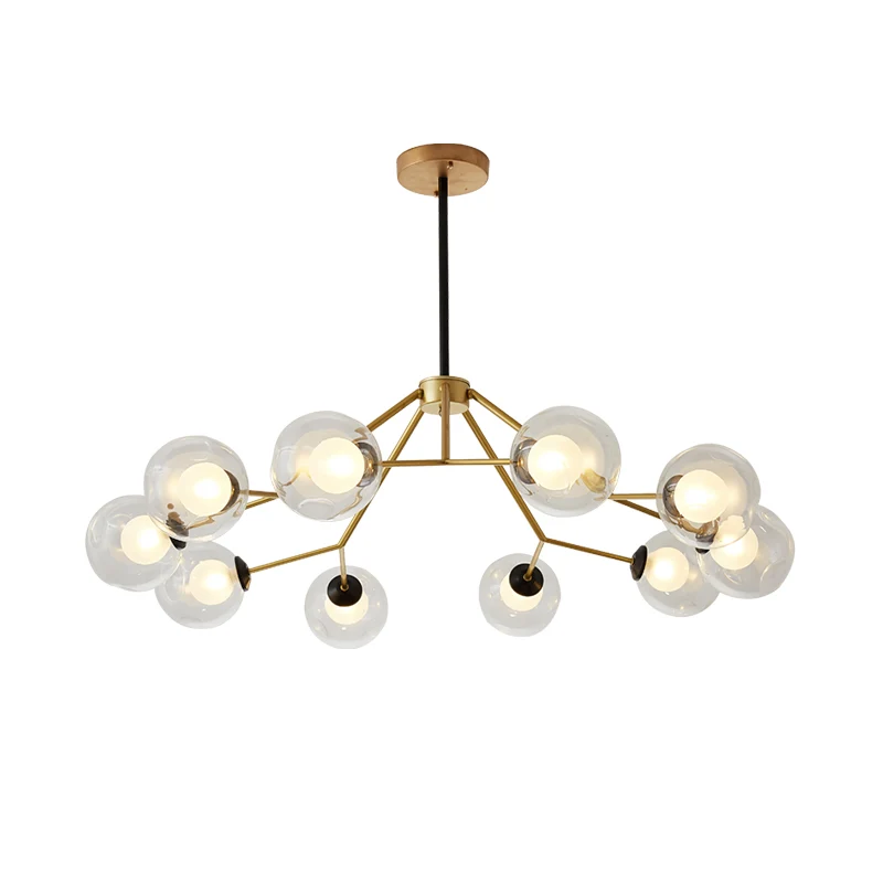 Global Living Room Kroonluchter Licht Helder Glas 10 Lampen Post Moderne Gouden Plafond Hanglamp Clearhalo