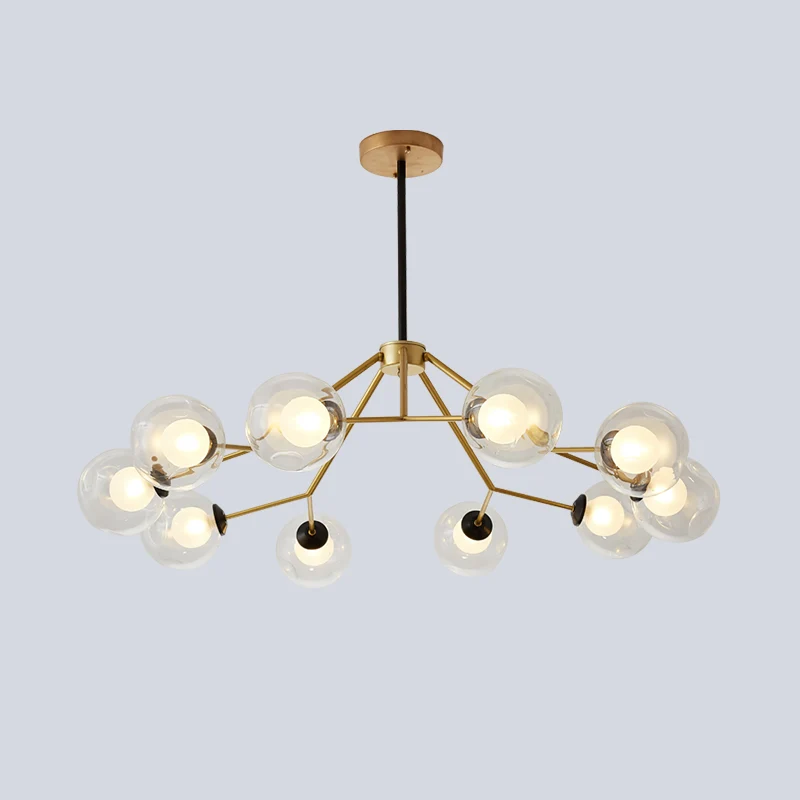 Global Living Room Kroonluchter Licht Helder Glas 10 Lampen Post Moderne Gouden Plafond Hanglamp Clearhalo