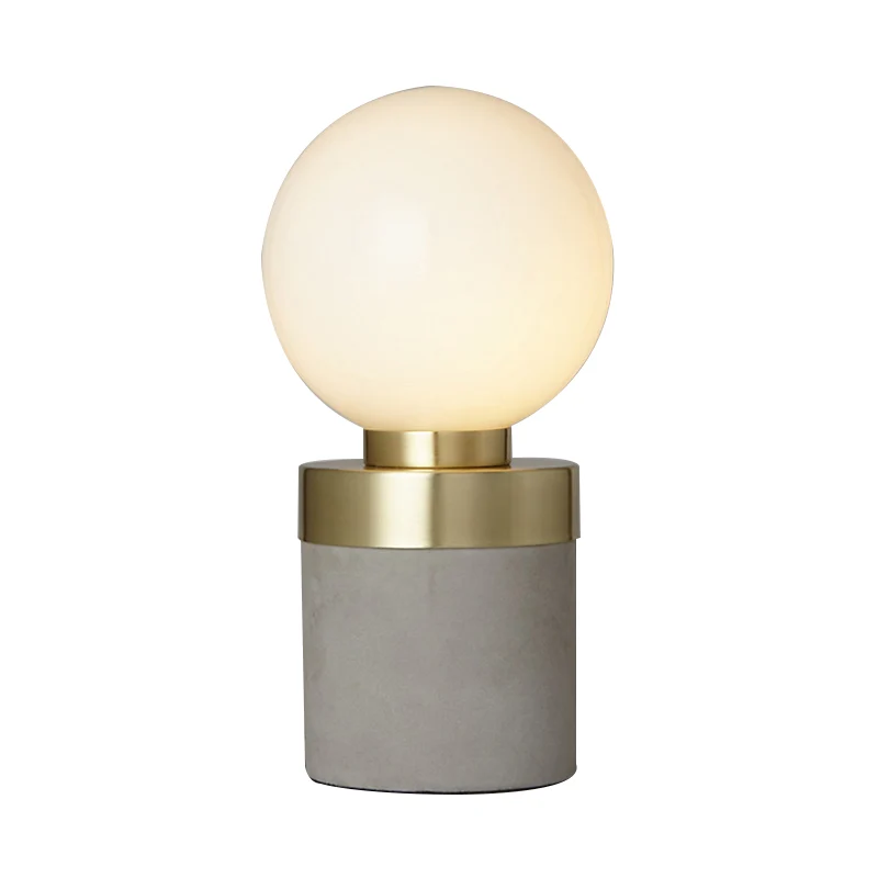 Global matglazen tafelverlichting Modern stijlvol 1 lichtgrijze tafellamp met cementcilindervoet Clearhalo