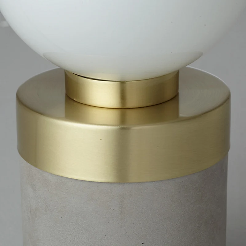Global matglazen tafelverlichting Modern stijlvol 1 lichtgrijze tafellamp met cementcilindervoet Clearhalo