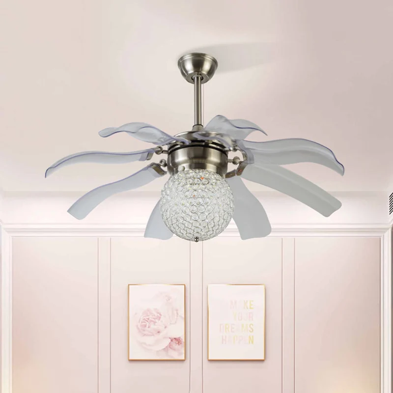 42" W Global plafondventilator licht modernistisch kristal ingebedde LED zilveren semi-gemonteerde verlichting met 8 grijz...