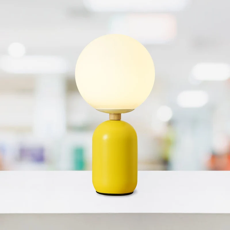 Global wit glazen nachttafellamp Nordic 1-lamps grijs/wit/roze leeslamp met cilindervoet Clearhalo