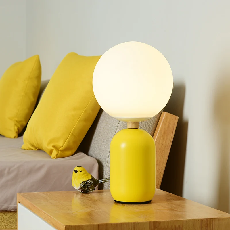 Global wit glazen nachttafellamp Nordic 1-lamps grijs/wit/roze leeslamp met cilindervoet Clearhalo