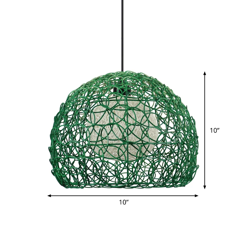 Globe Cage hanglampset modern rotan 1 kop groene afwerking hanglamp voor restaurant Clearhalo