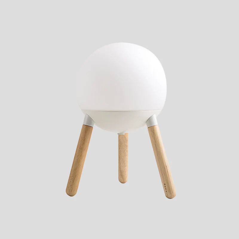 Globe Crème Glazen Tafellamp Modern 1 Licht Wit Kleine Bureaulamp met Statief Houten Voet Clearhalo