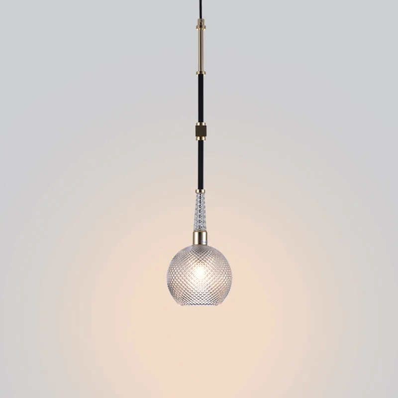 Globe Drop hanglamp modern helder traliewerkglas 1 lamp zwart hangend plafondlicht voor nachtkastje Clearhalo