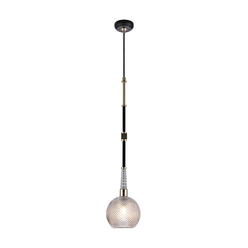Globe Drop hanglamp modern helder traliewerkglas 1 lamp zwart hangend plafondlicht voor nachtkastje Clearhalo