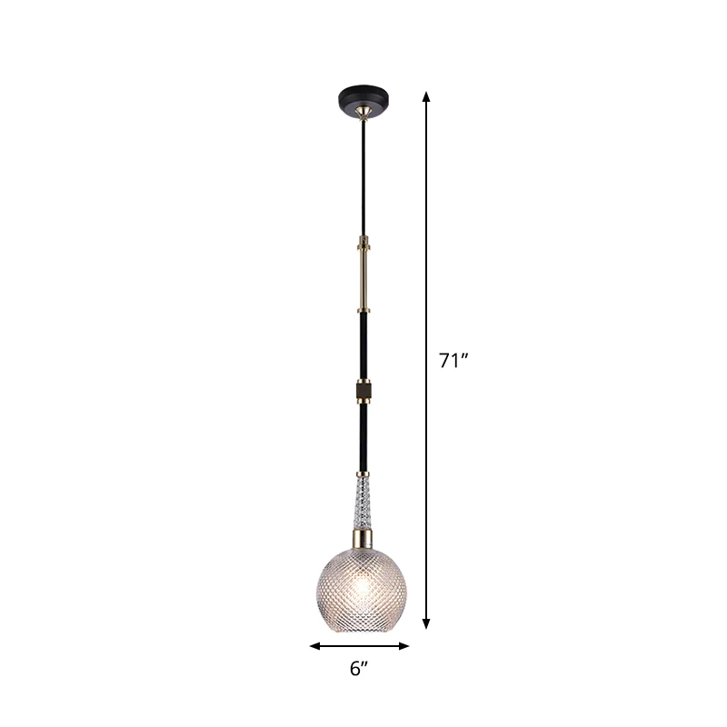 Globe Drop hanglamp modern helder traliewerkglas 1 lamp zwart hangend plafondlicht voor nachtkastje Clearhalo