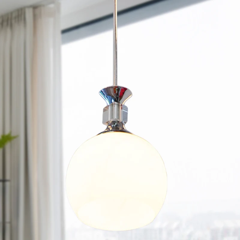 Globe Eetkamer Hanglamp Wit Glas 1 Kop Moderne Hanglamp Chroom Clearhalo