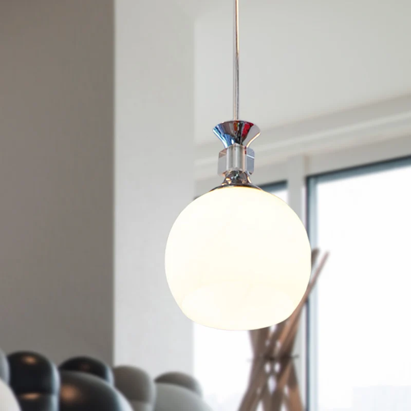 Globe Eetkamer Hanglamp Wit Glas 1 Kop Moderne Hanglamp Chroom Clearhalo