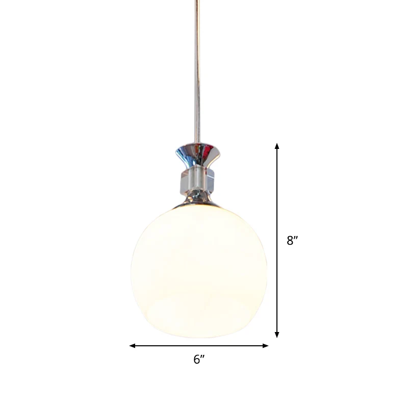 Globe Eetkamer Hanglamp Wit Glas 1 Kop Moderne Hanglamp Chroom Clearhalo