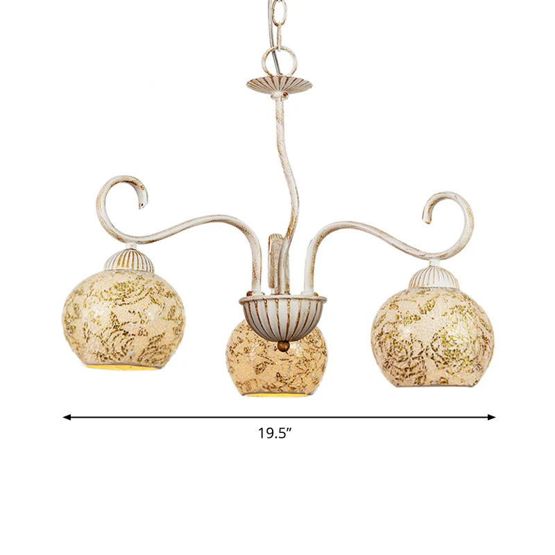 Globe Eetkamer Plafondkroonluchter Traditioneel matglas 3-lichts wit hangend armatuur Clearhalo