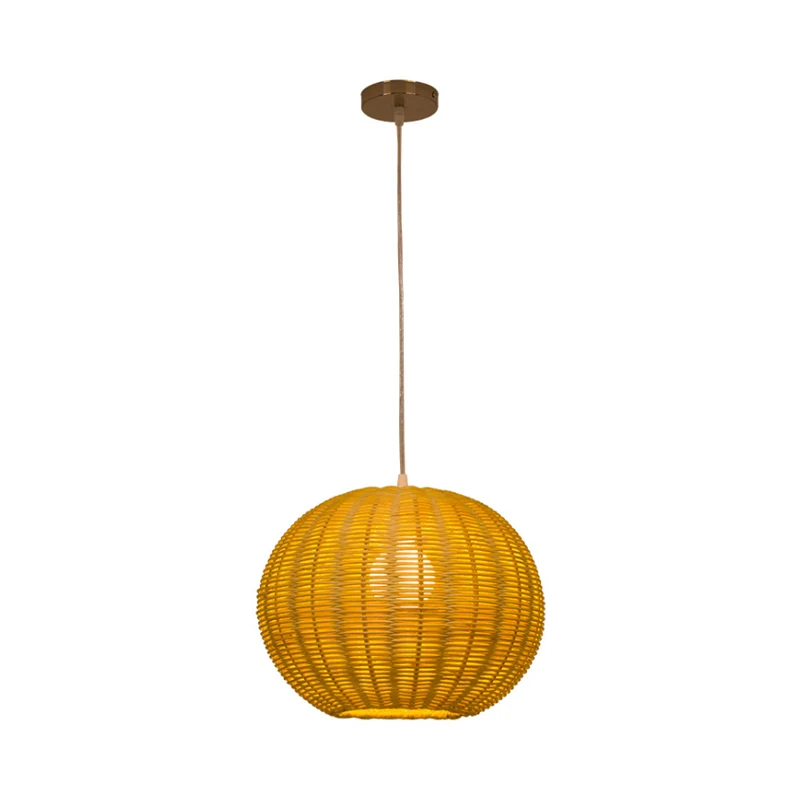 Globe handgemaakte rotan hanglamp Aziatische stijl 1 lichtbeige hangende lamp voor restaurant Clearhalo