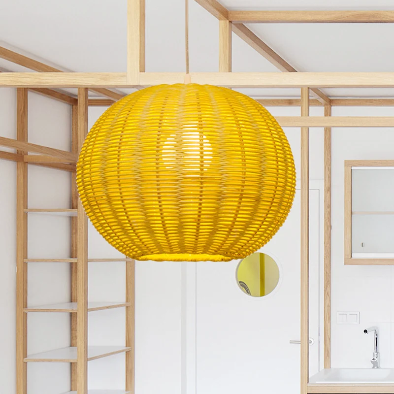 Globe handgemaakte rotan hanglamp Aziatische stijl 1 lichtbeige hangende lamp voor restaurant Clearhalo