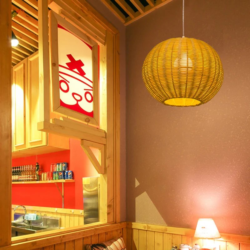 Globe handgemaakte rotan hanglamp Aziatische stijl 1 lichtbeige hangende lamp voor restaurant Clearhalo